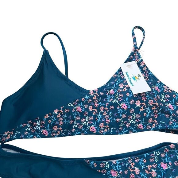 NWT Beachsissi teal pink floral two piece bikini - Picture 3 of 5